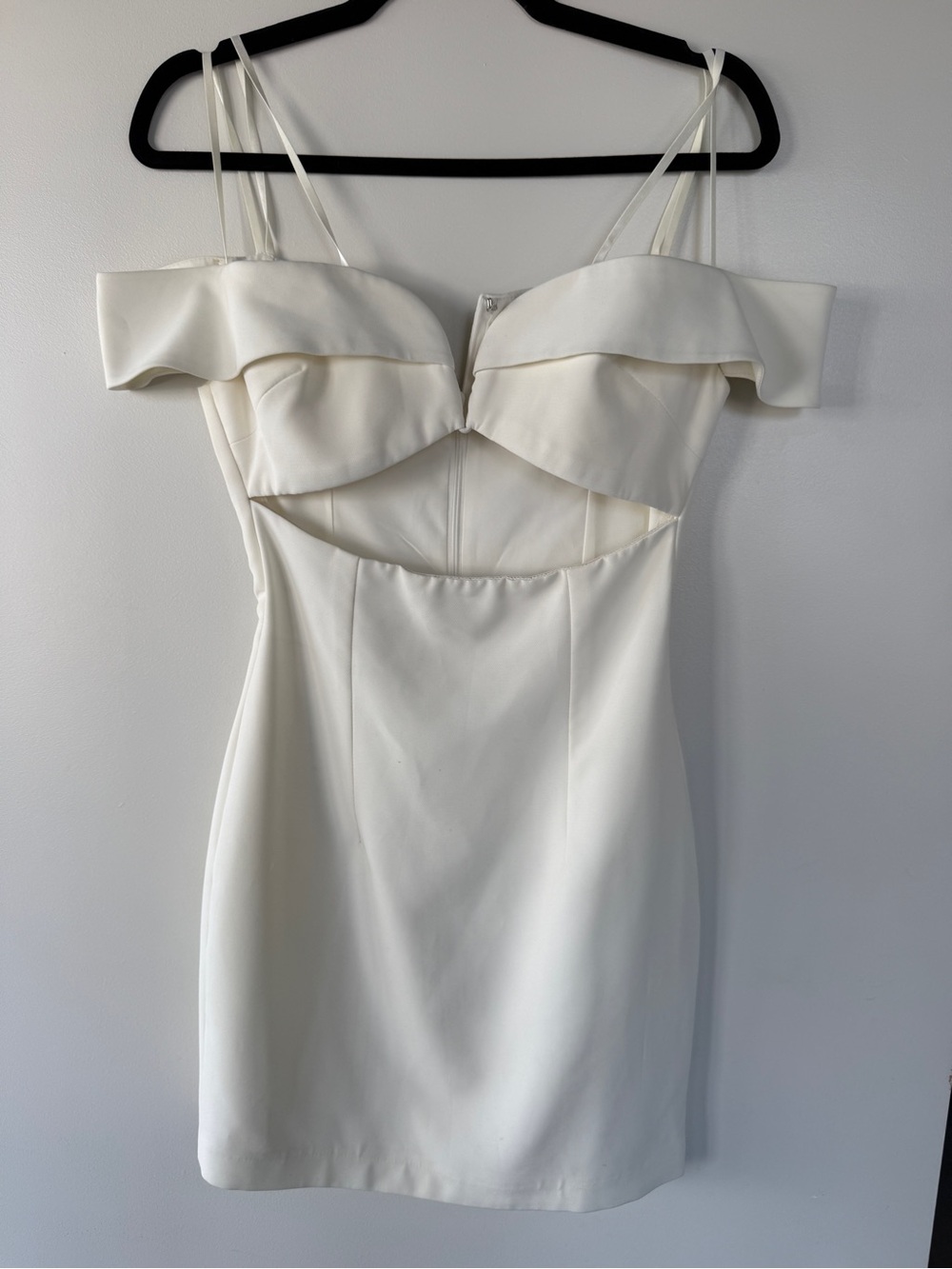 Asilio White Off-Shoulder Cutout Mini Dress